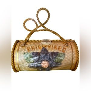 Vintage 50s Wicker Straw Basket Purse